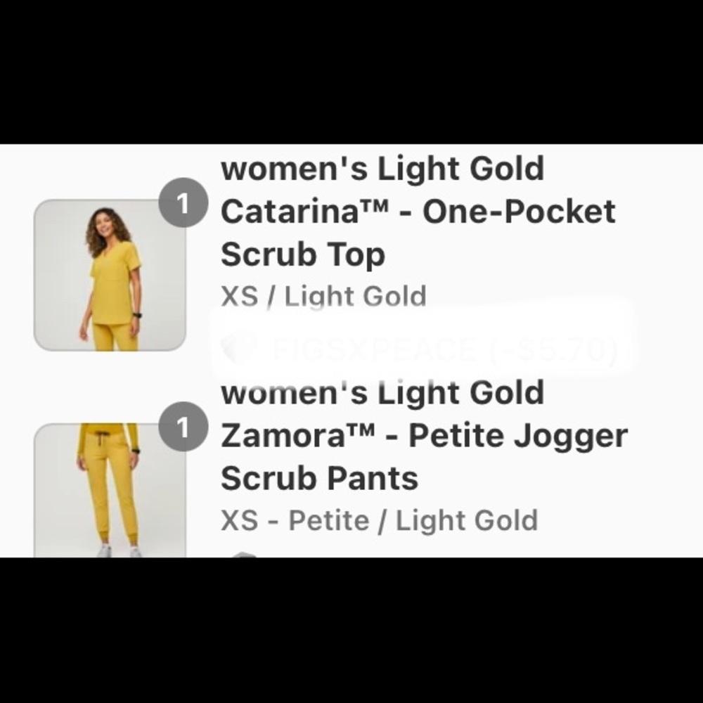 EUC FIGS Light Gold Set